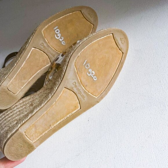 DESIGUAL Gold Paint Splatter Espadrille Wedges Sz 40 - Picture 6 of 9